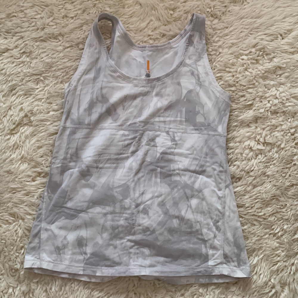 Lucy.com: White and grey tank top. Used. Size large.